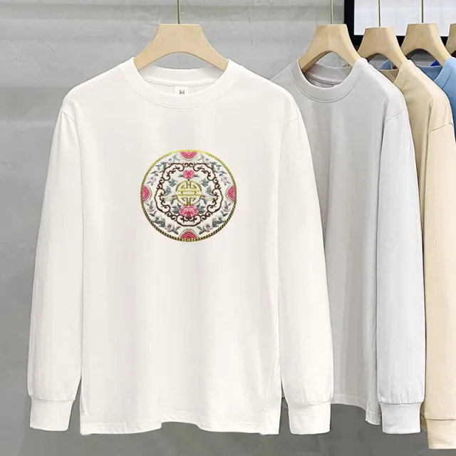 230g Heavy Cotton Long sleeved T shirt For Women National Tide Frost Flower - Shop at LoveMi