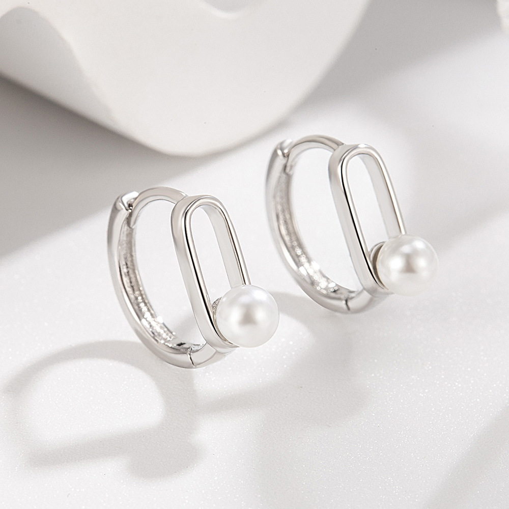 Simple Niche Design Geometric Pearl Earrings
