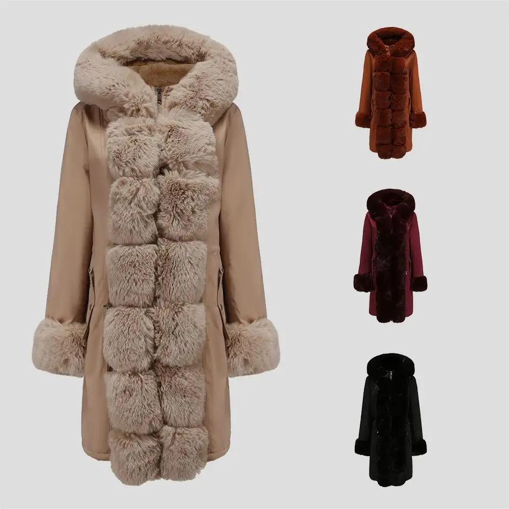 Women's Cotton-padded Coat Detachable Fur Collar Mid-length Long Sleeve