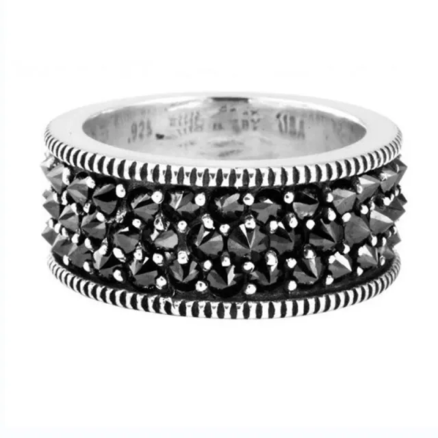 Retro Black Zirconia Inlaid Diamond Exaggerated And Stylish Ring Ajz1708 - Shop at LoveMi