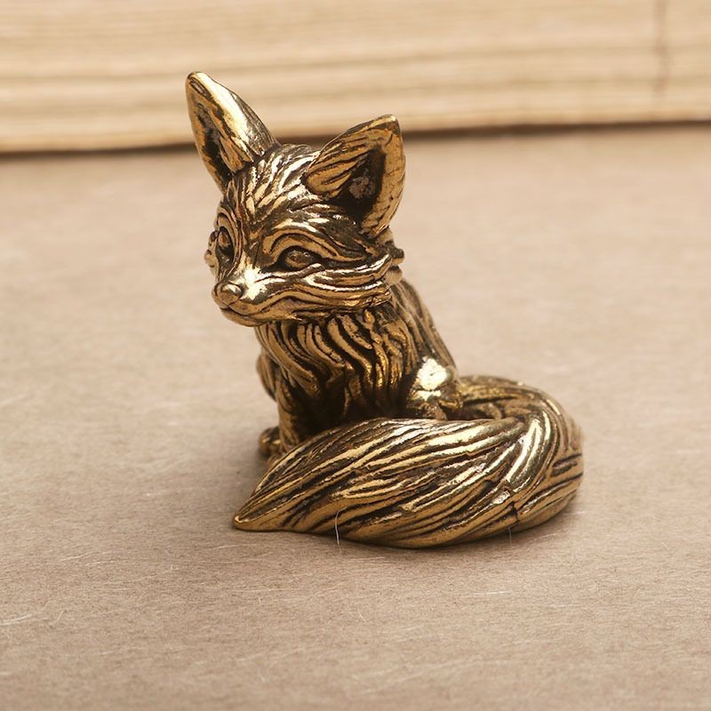 Fox Ornament For Study Or Office Desk Solid Forged Copper Tea Pet view 7