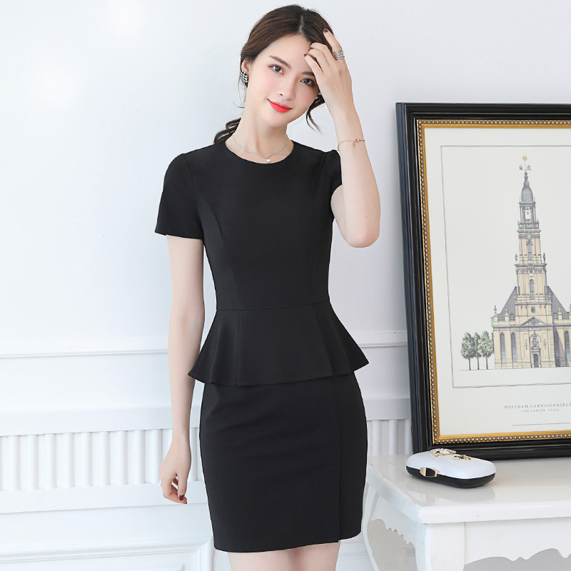 Summer Temperament Short Sleeve Slimming False Two piece Dress Black - Shop at LoveMi