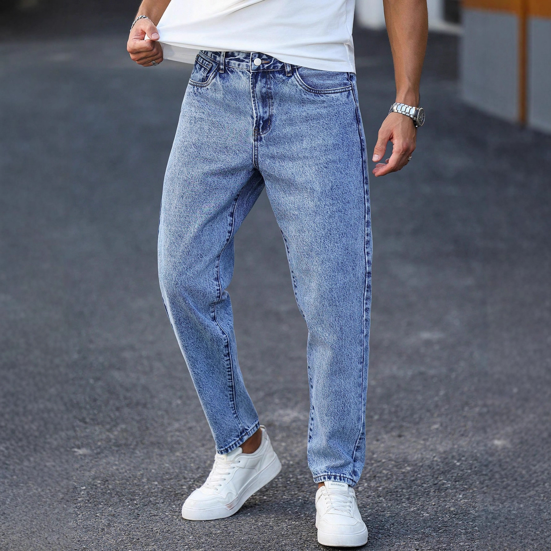 New Mens Light Blue Tapered Jeans New Mens Light Blue Tapered Jeans