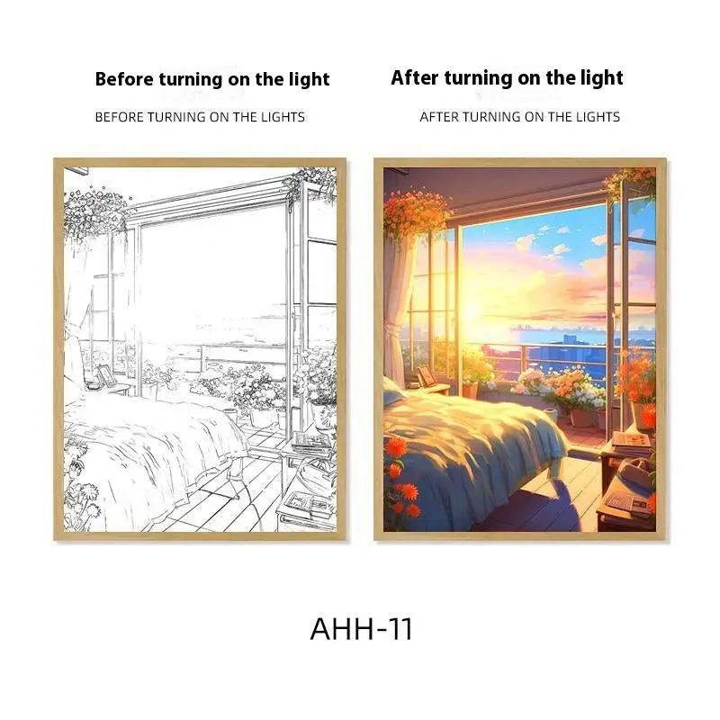 Decorative Painting Small Night Lamp Creative Photo Frame Table Decoration