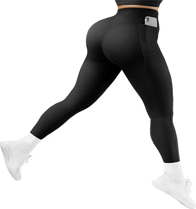 Women's Sports Cotton Concave Downward Striped Sheath Leggings Black - Shop at LoveMi