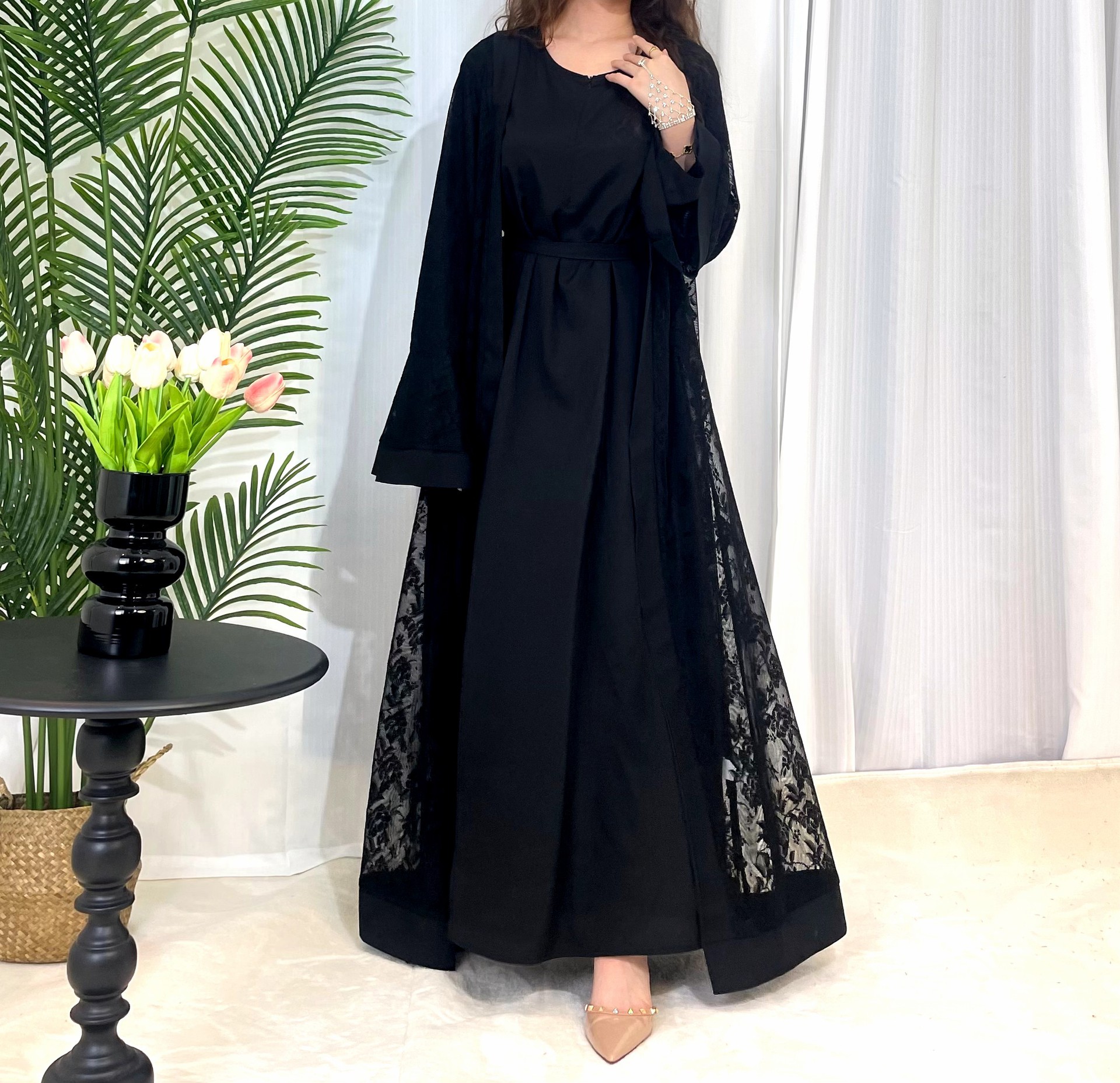 Muslim Fashion Women's Traditional Dress Lace Robe