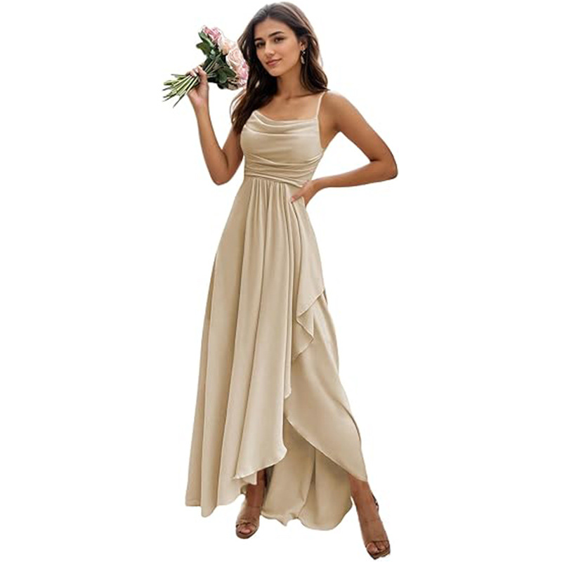 Women's Pure Color All-matching Sexy Single Strap Waist-tight Dress