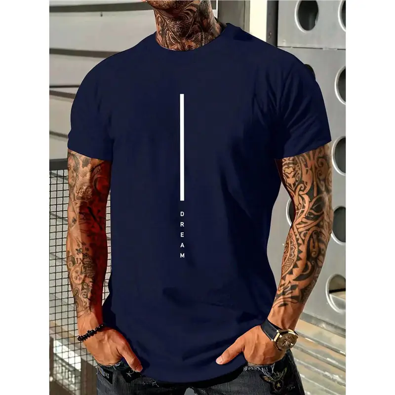 Men's Cotton Summer Loose-fit DREAM Letter-printed Slim-fit