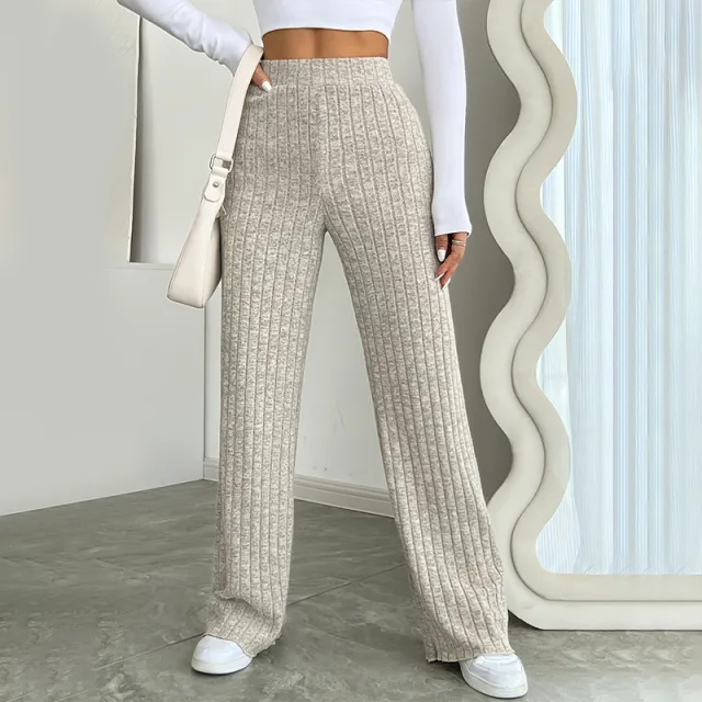 Women's Draping Elastic Trousers With Medium Elasticity Khaki - Shop at LoveMi