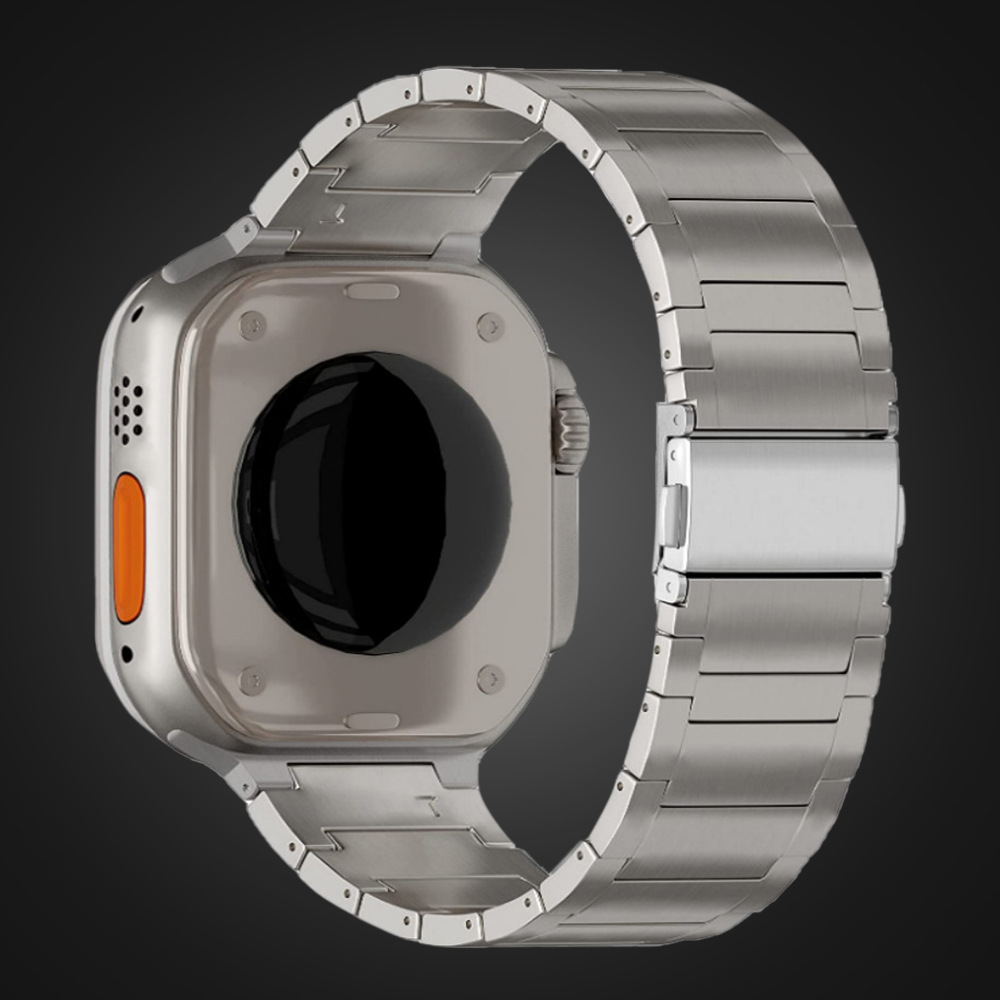 Three Beads One-piece Flat Buckle Titanium Alloy Watch Strap