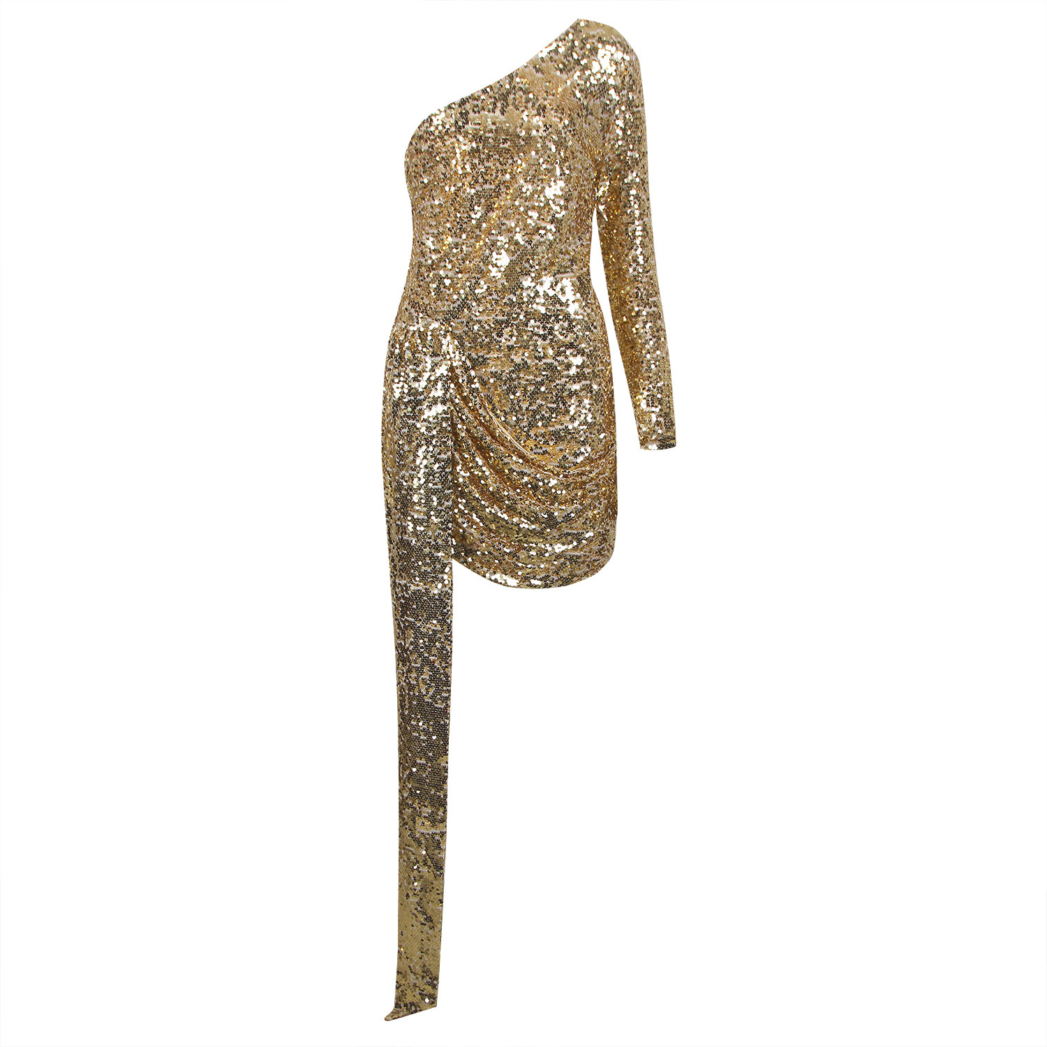 Women's Sequined One-shoulder Dress For Banquet Host Annual Meeting - Image 29