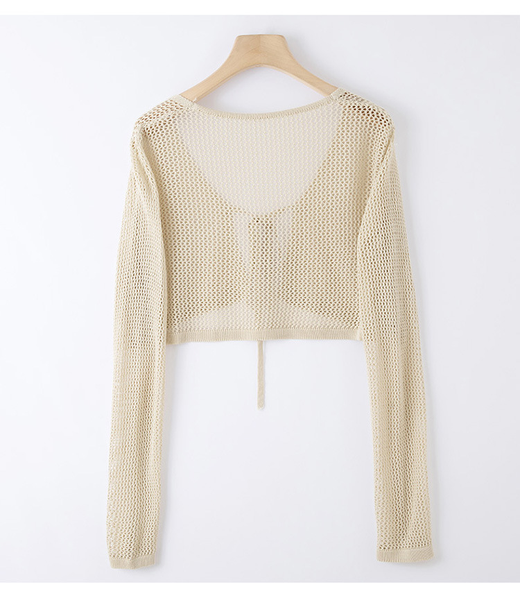 Women's Summer Short Hollow-out Mesh Shirt Ice Silk Shawl Blouse Cardigan