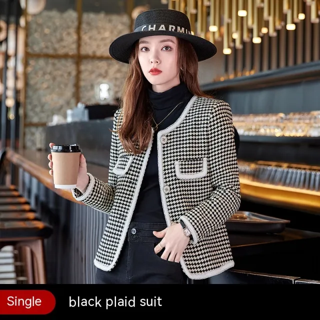 Fashion Elegant Cardigan Coat For Women Black Pattern Suit - Shop at LoveMi