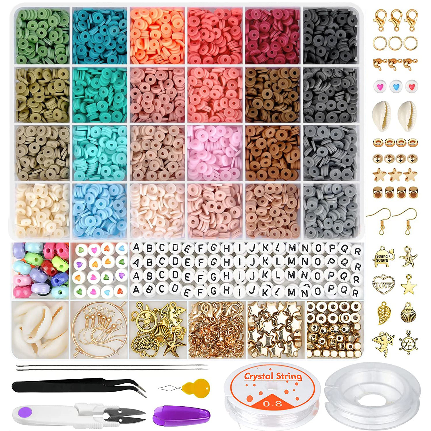 Title 8, 6000 PCs Clay Beads Suit Polymer Clay Tube Piec...