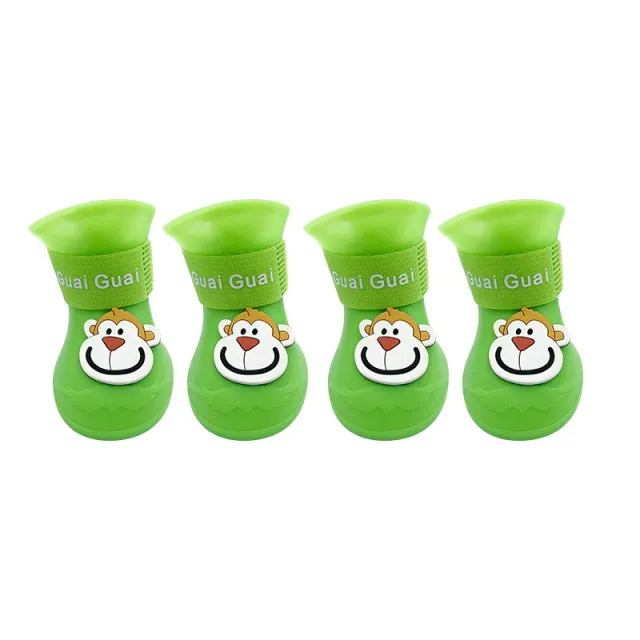 Cartoon Pet Boots Silicone Waterproof Non slip Soft Bottom Summer Cat Supplies Green - Shop at LoveMi