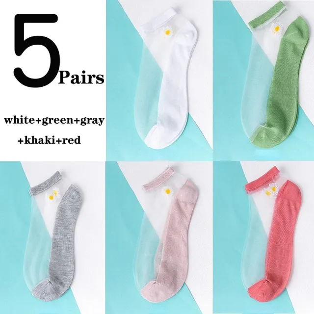 Women's Low cut Liners Transparent Spun Glass Thin Socks Set1 - Shop at LoveMi