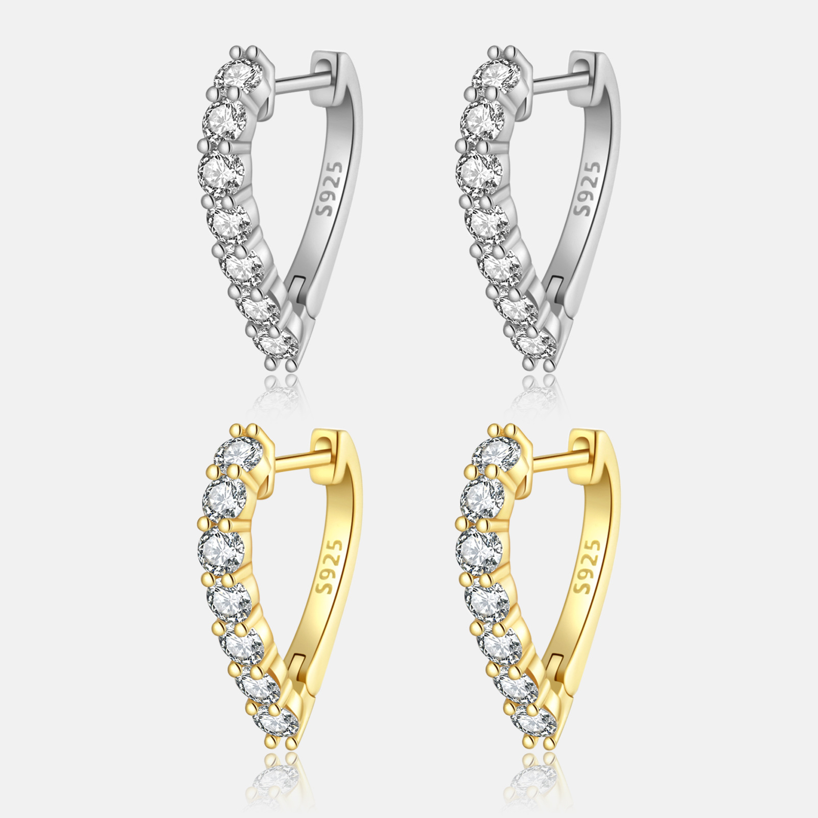 S925 Silver Heart-shaped Earrings Zircon Earrings