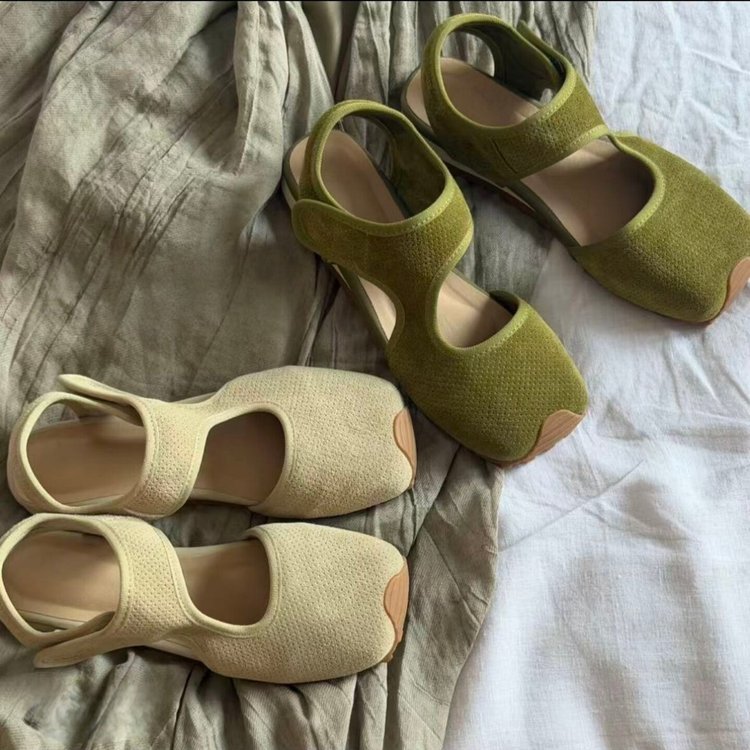 Womens Leather Hollowed-Out Breathable Casual Sandals