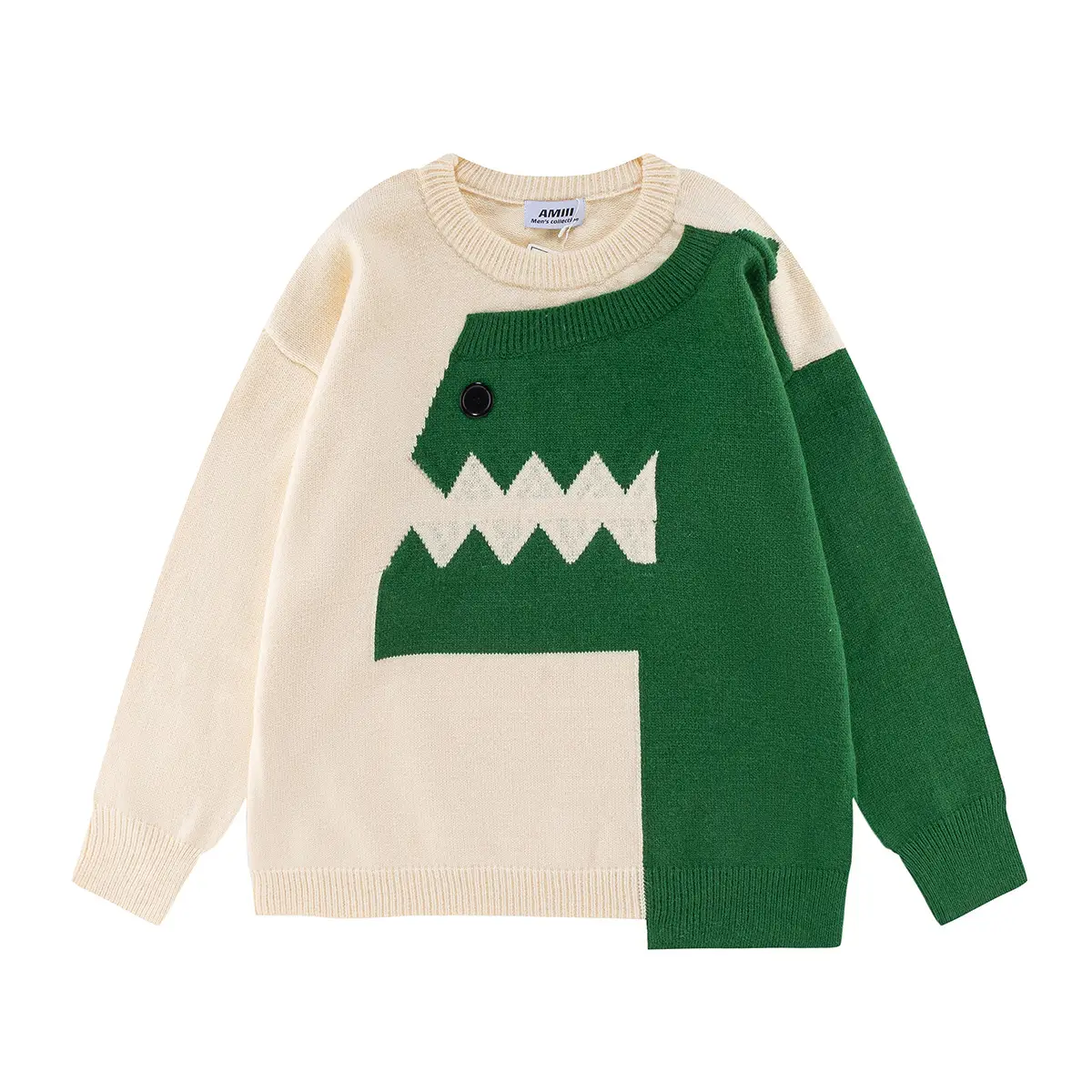 Retro Cartoon Dinosaur Color Matching Sweater