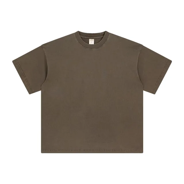 Washed And Worn Dyed Bright White Short Sleeve T shirt Brown - Shop at LoveMi