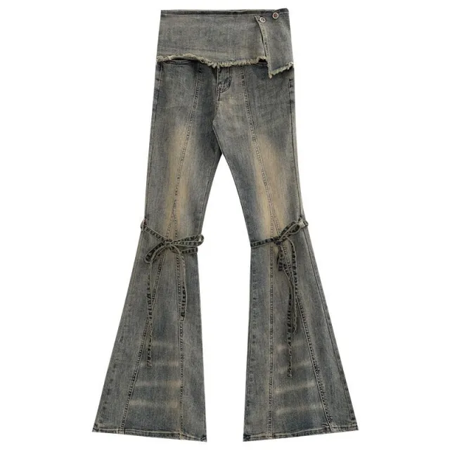 American Retro Layered Party Jeans For Women, Distressed Wash Blue - Shop at LoveMi