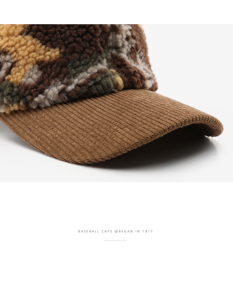 Autumn Winter Assorted Colors Plush Camouflage Outdoor Keep Warm Baseball Cap