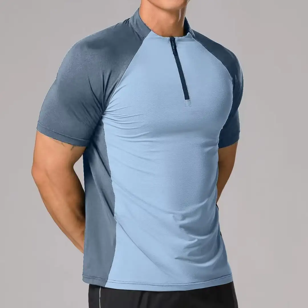 Quick-drying Stand Collar Half Zip Short-sleeved Sportswear Workout Training Clothes