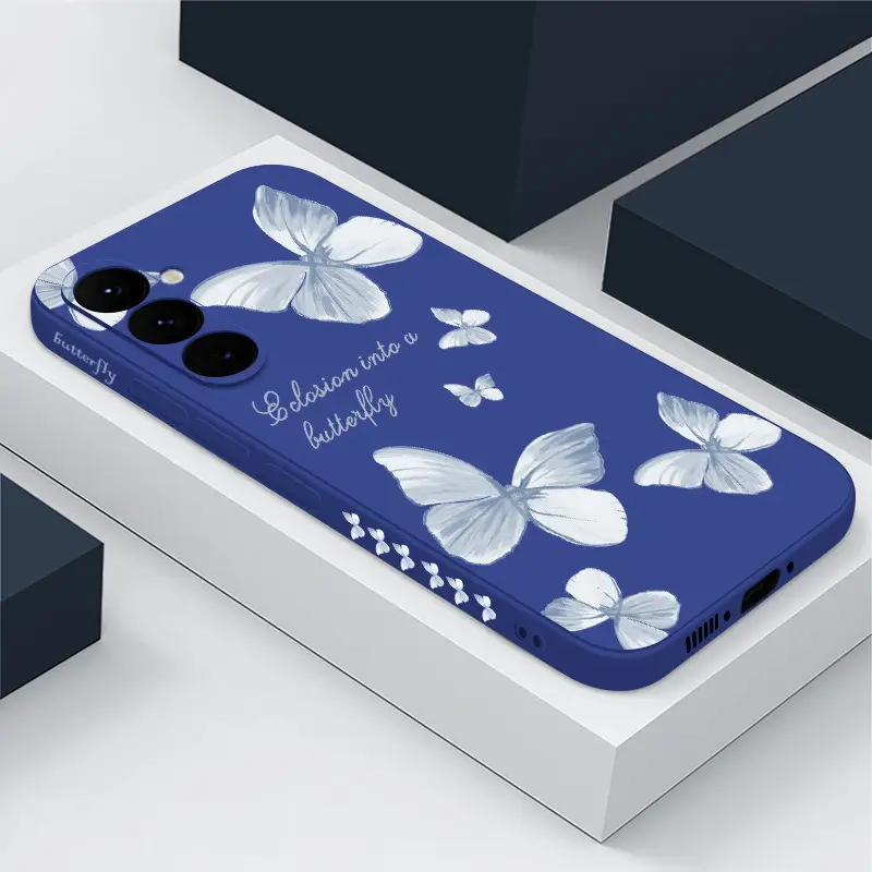 Side Butterfly Phone Case Straight Edge Drop-resistant Graffiti Painted Protective Cover