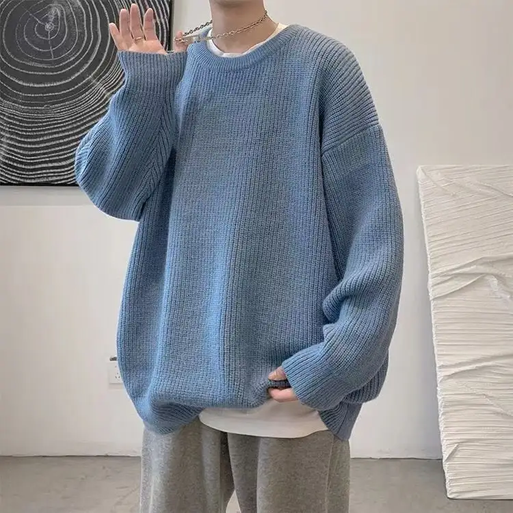 Solid-color Crew-neck Sweater For Men And Women
