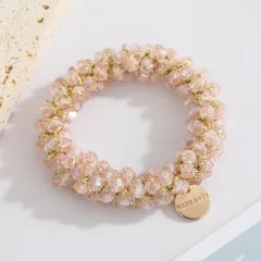 Multicolour Crystal Pearl Hair Ring Simple Girl Tieshair Bands Ins - Pink Crystal Hair Bands 10 - View 1