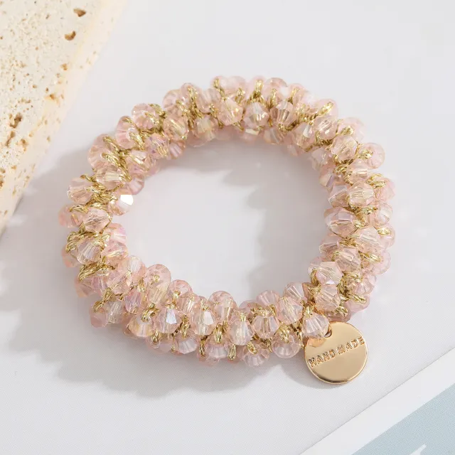 Multicolor Crystal Pearl Hair Ring Simple Girl Tieshair Bands Ins Pink Crystal Hair Bands 10 - Shop at LoveMi