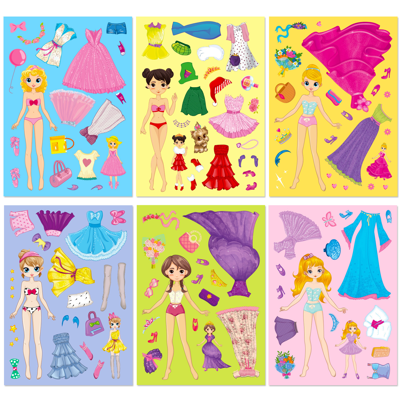 Title 6, 6 Sheetspack Princess Face Changing Stickers C...