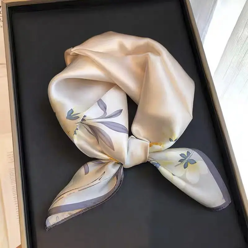 Beige Silk Square Scarf