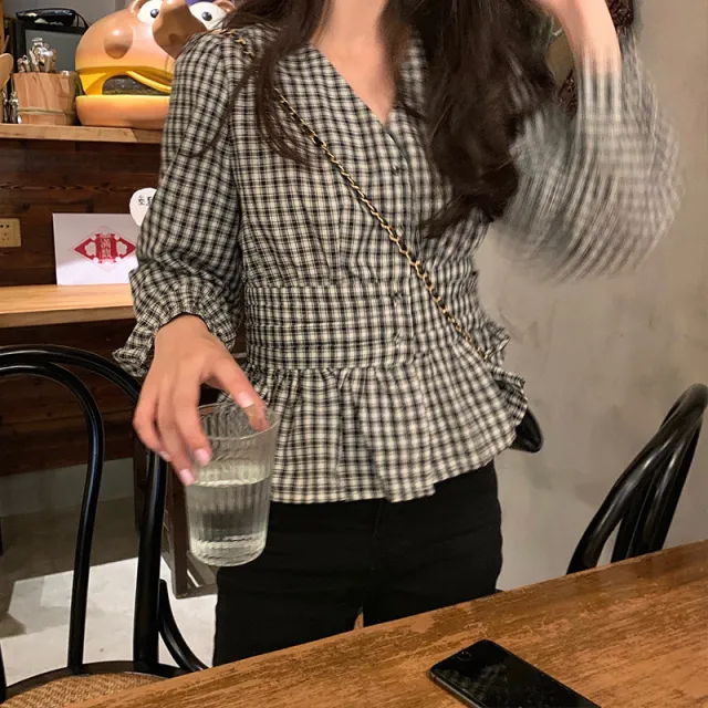 Spring Retro Sweet Style All matching Top Plaid - Shop at LoveMi