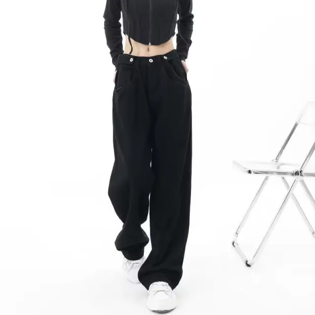 Lazy High Waist Autumn Artistic New Jeans Black - Shop at LoveMi