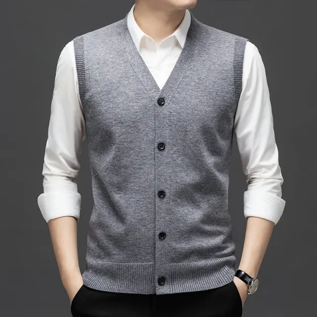 Keep Warm Inner Match Knitted Vest Sleeveless Multi color Sweater Waistcoat Medium Gray - Shop at LoveMi