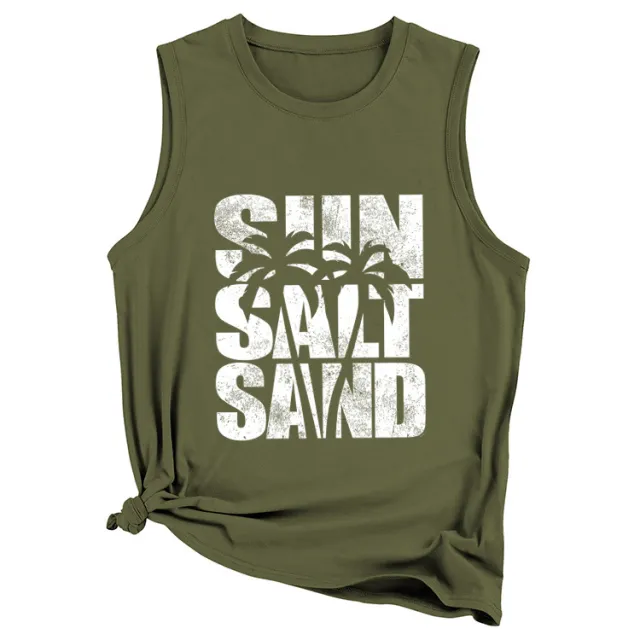 European And American Fashion Loose Sleeveless Crew Neck Casual Vest Green - Shop at LoveMi