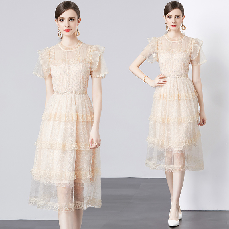 Embroidered Mesh Long Dress, picture 2 of 5