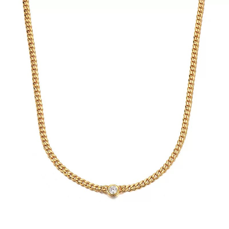 Minimalist Cuban-link Plain Chain Sleek High-end Clavicle Necklace