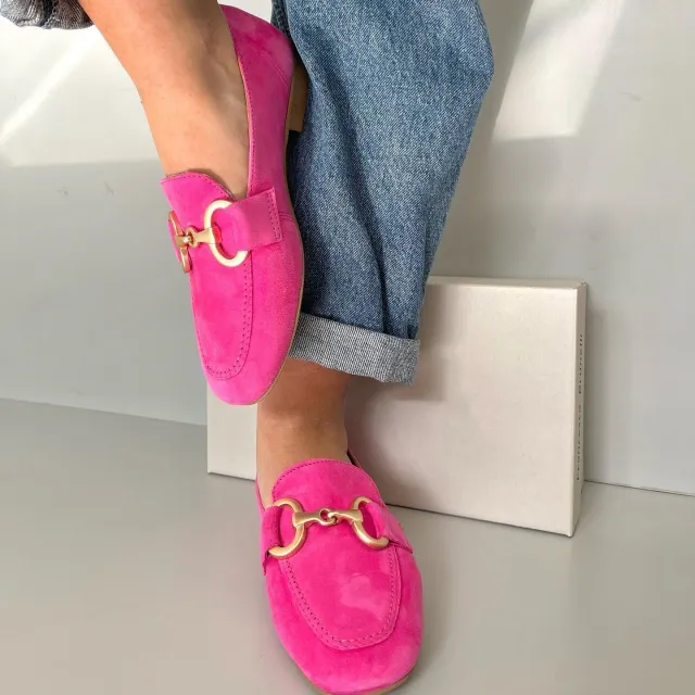 Casual Flat Plus Size Metal Fastener Round Toe Loafers Pink - Shop at LoveMi