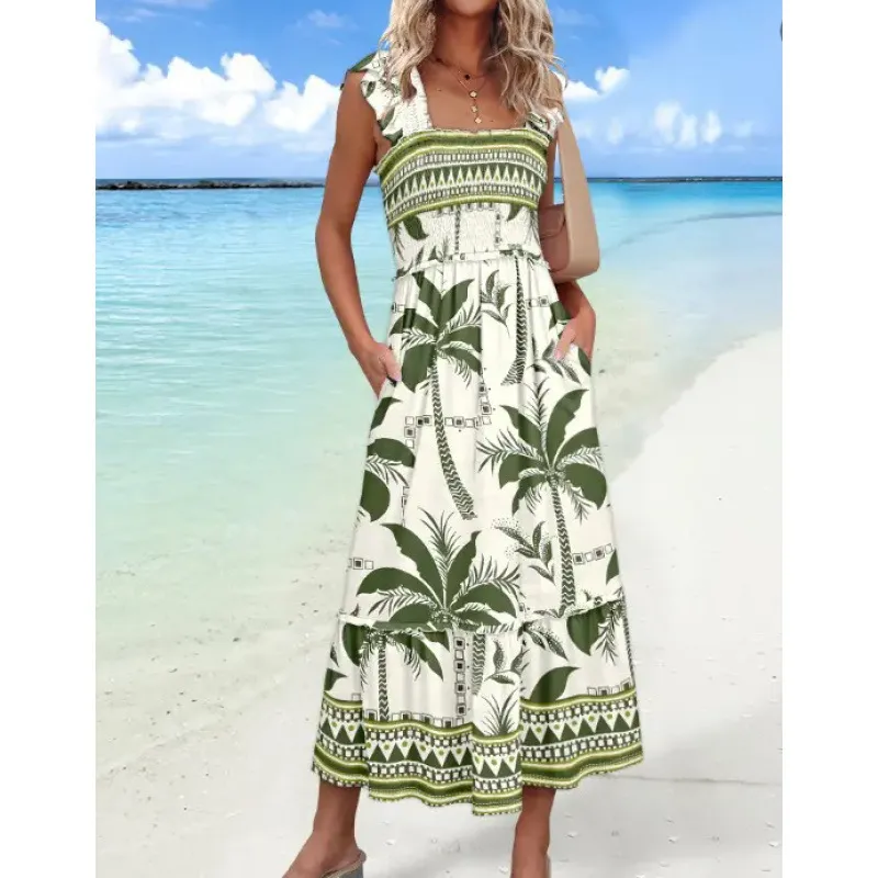 European And American Sweet Personalized Fashion Seaside Vacation Style Summer Dress - Black