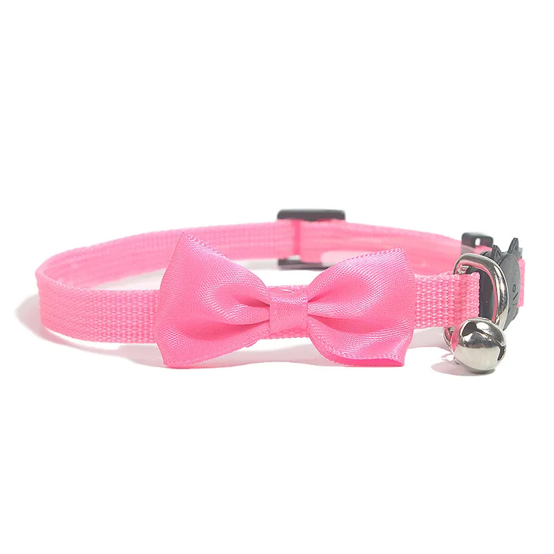 Pet Bow Collar Nylon Ribbon Multi-color Adjustable With Bell Pet Decorations - Cherry Blossom Powder