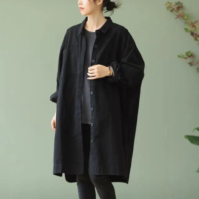 Loose Western Style Long Sleeve Coat Top Black - Shop at LoveMi