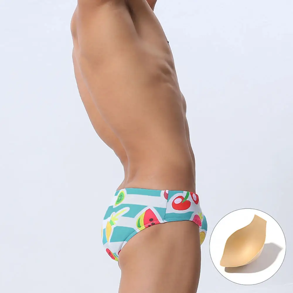Low Waist Fruit Printed Men's Swim Briefs
