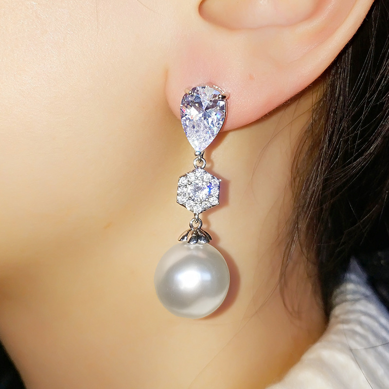 Stylish Water Drop Zircon Earrings Elegant
