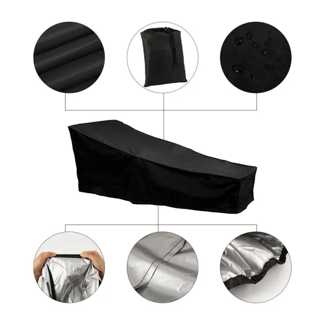 Outdoor Sun Waterproof Recliner Cover Garden Furniture Dustproof Cover 210D Oxford Cloth Black - Shop at LoveMi