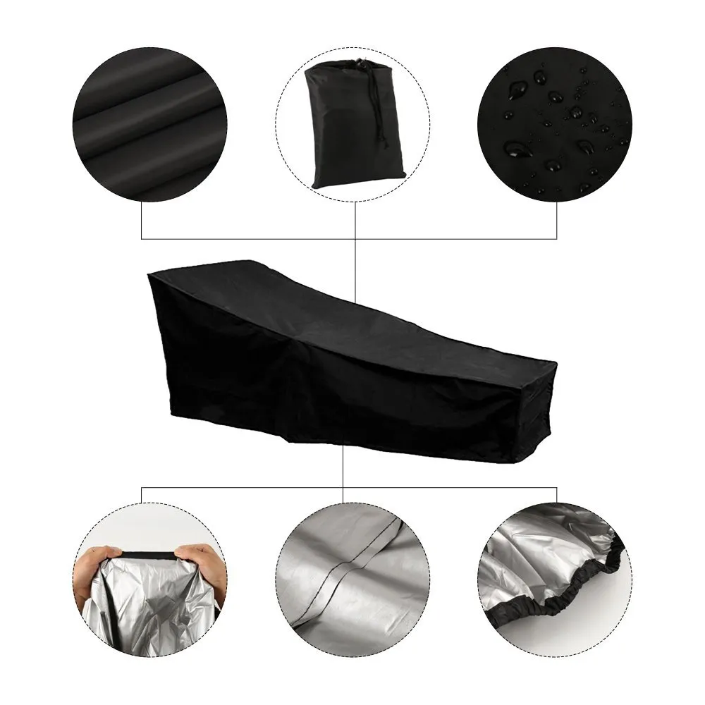 Outdoor Sun Waterproof Recliner Cover Garden Furniture Dustproof Cover - 210D Oxford Cloth Black