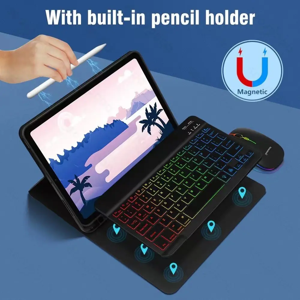 Ipad Protective Case Luminous Bluetooth Keyboard Leather