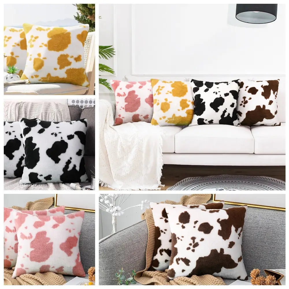 Short-pile Plush Throw Pillow Cover Animal-themed Sofa Cushion