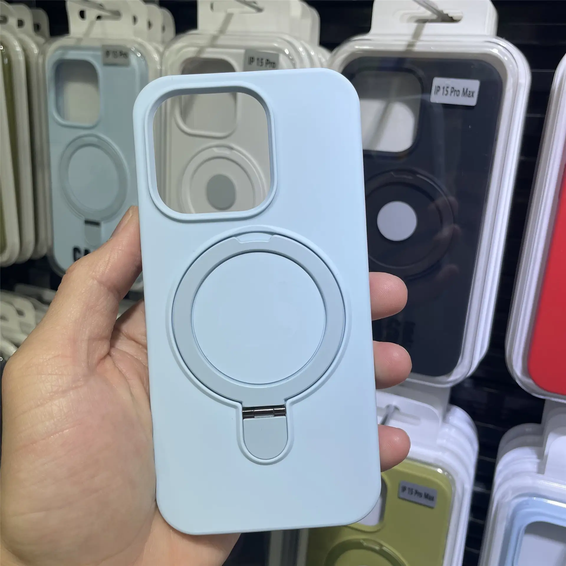 Magnetic Bracket Phone Case Liquid Silicone